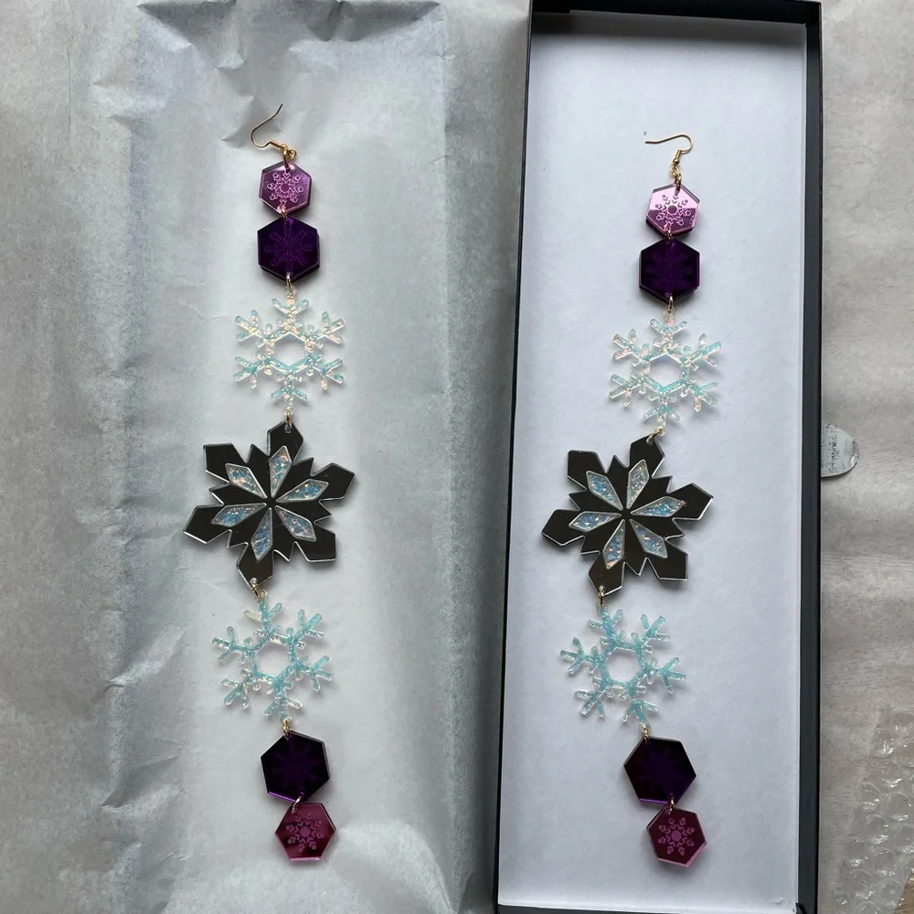 Indi City MAHKAKONAKOW Purple and Pink holiday statement earrings - Picture 4 of 17